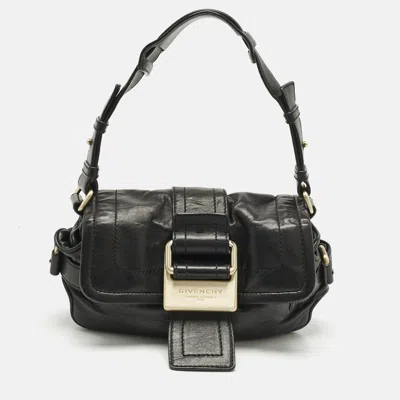 Pre-owned Givenchy Black Leather Flap Shoulder Bag