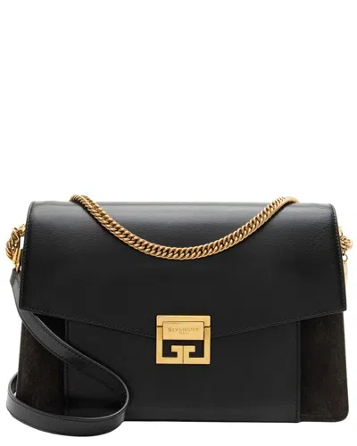 Pre-owned Givenchy Black Leather Gv3 Medium Shoulder Bag (authentic Pre-loved)