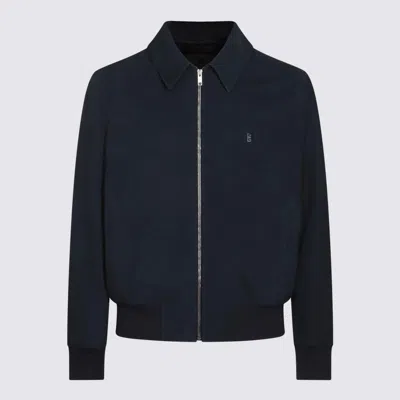 Givenchy Black Leather Jacket In Blue