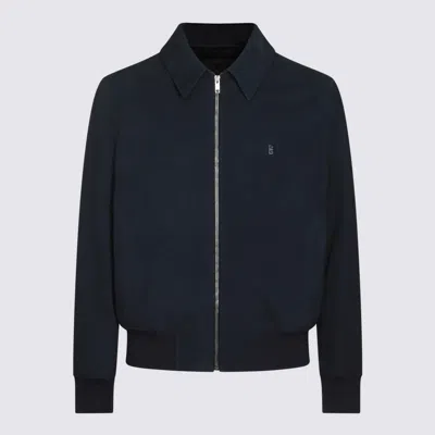 Givenchy Black Leather Jacket In Blue