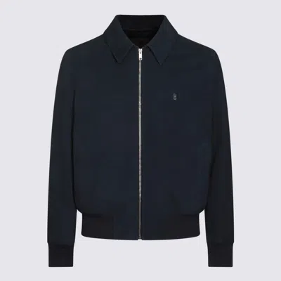 Givenchy Black Leather Jacket In Blue