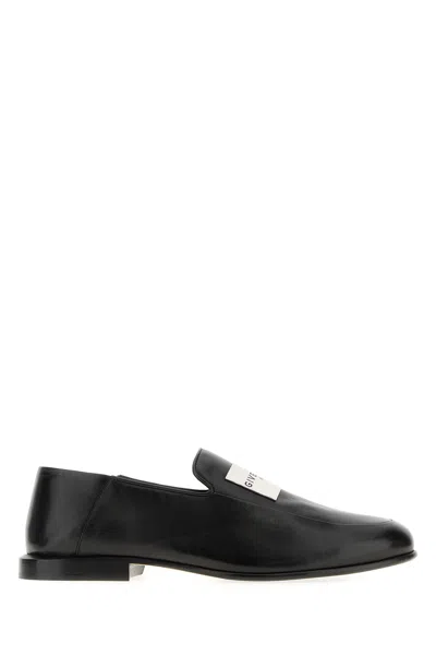 Givenchy Black Leather Label Loafers