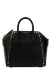Givenchy Black Leather Mini Antigona Handbag In Black