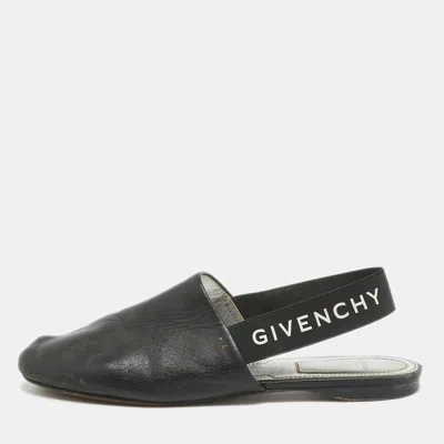 Pre-owned Givenchy Black Leather Rivington Slingback Flats Size 36