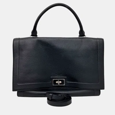 Pre-owned Givenchy Black Leather Shark Bag Medium