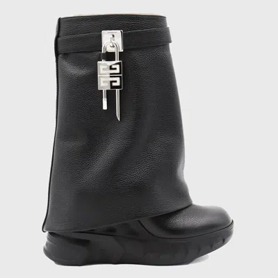 Givenchy Shark Lock Biker Ankle Boots In Leather And Shearling In Black