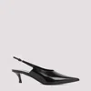 GIVENCHY BLACK LEATHER SHOW KITTEN HEELS SLINGBACK PUMPS