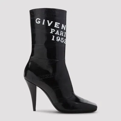 Givenchy Black Leather Sliced Square  Tape Ankle Boots