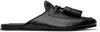Givenchy Black Leather Slippers In 001-black