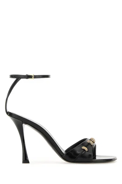 GIVENCHY GIVENCHY BLACK LEATHER STITCH SANDALS