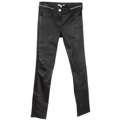Pre-owned Givenchy Black Leather Zipper Trim Skinny Leg Pants 38 S