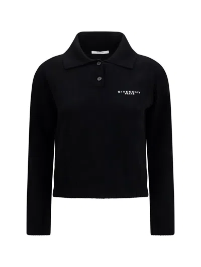Givenchy Black Logo Button Down Collar Jumper