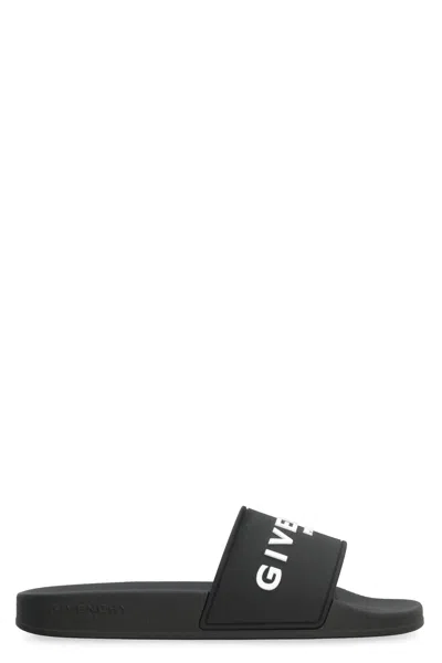 Givenchy Black Logo Detail Rubber Slide Sandals For Women