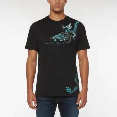 Pre-owned Givenchy Black Logo Dragon Graphic Jersey T-shirt M