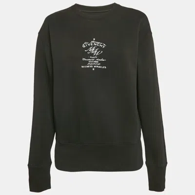 Pre-owned Givenchy Black Logo Embroidery Cotton Crew Neck Sweatshirt S