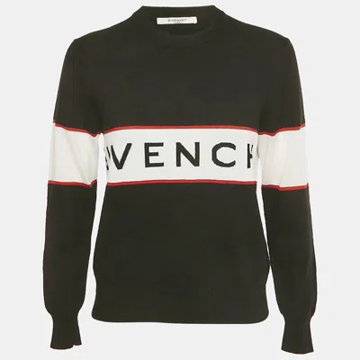 Pre-owned Givenchy Black Logo Intarsia Wool Jumper Xl