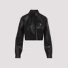 Givenchy Leather Button-down Crop Shirt In Black