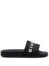 Givenchy 4g Leather-trimmed Embroidered Raffia Slides In Black