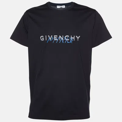 Pre-owned Givenchy Black Logo Print Cotton Regular Fit T-shirt M