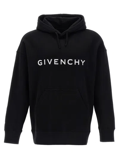 GIVENCHY BLACK LOGO COTTON HOODIE