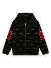 GIVENCHY BLACK LOGO PRINT ZIPPED HOODIE