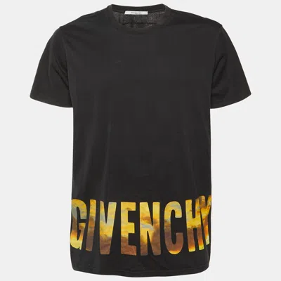 Pre-owned Givenchy Black Logo Printed Cotton Knit Oversized T-shirt S