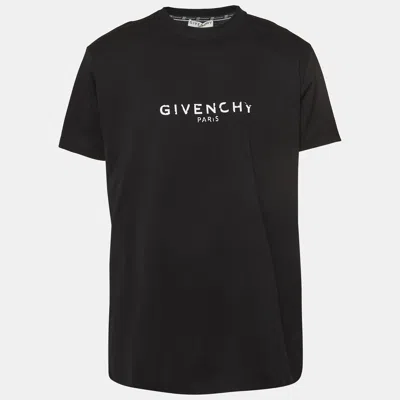 Pre-owned Givenchy Black Logo Printed Cotton Oversized Fit T-shirt M