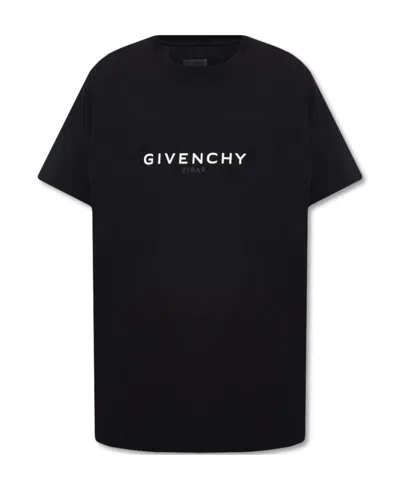 GIVENCHY BLACK LOGO PRINTED ROUND-NECK T-SHIRT