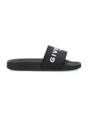 Givenchy 4g Leather-trimmed Embroidered Raffia Slides In Black