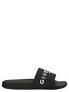 Givenchy Black Flat Slides With Logo In Polyurethane Man