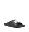 Givenchy Black Sandals With Wide Band And Contrasting Logo Patch In Rubber Man In Black