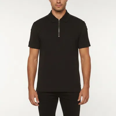 Pre-owned Givenchy Black Logo Stripe Piqué Knit Quarter Zip Polo T-shirt Xl