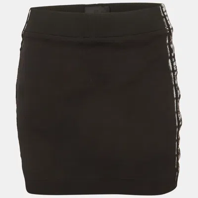 Pre-owned Givenchy Black Logo Striped Knit Mini Skirt Xs