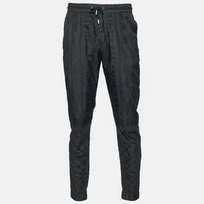 Pre-owned Givenchy Black Logo Striped Nylon Trousers M