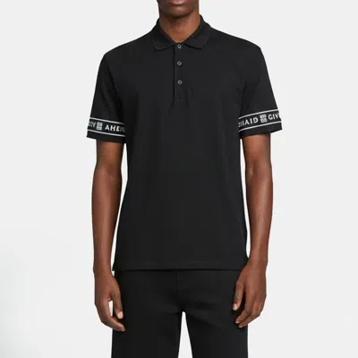 Pre-owned Givenchy Black Logo Tape Pique Knit Polo T-shirt Xl