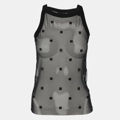 Pre-owned Givenchy Black Logo Tulle Tank Top Xs