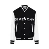 Givenchy Navy Blue And White Bomber Jacket In Wool And Leather In Black