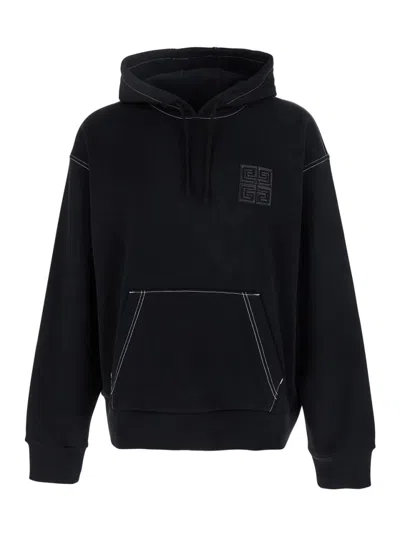 GIVENCHY BLACK LONG SLEEVES LOGO HOODIE