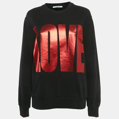 Pre-owned Givenchy Black Love Print Cotton Sweatshirt S