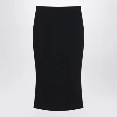 GIVENCHY BLACK MIDI SKIRT WITH PLEATS ON THE BACK