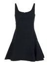Givenchy Black Mini Dress With Flared Skirt And Square Neckline In Viscose Blend Stretch Woman In Black