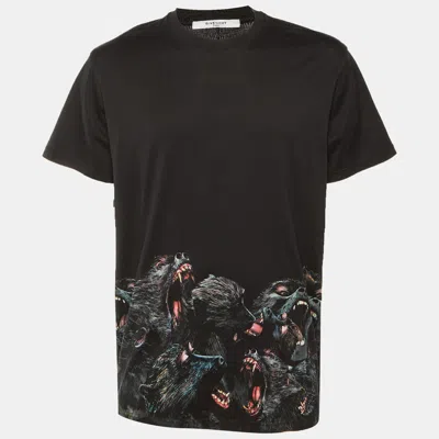 Pre-owned Givenchy Black Monkey Printed Cotton Knit T-shirt L