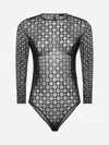 Givenchy Womens Monogram-print Long-sleeves Stretch-woven Body Black Silvery In Black