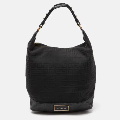 Pre-owned Givenchy Black Monogram Canvas And Leather Bucket Hobo