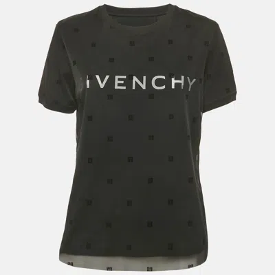 Pre-owned Givenchy Black Monogram Mesh And Jersey Layered T-shirt Xl