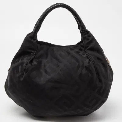 Pre-owned Givenchy Black Monogram Nylon And Leather Hobo