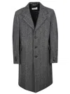 Givenchy Men Wool Blend Coat With Herringbone Motif In Gray