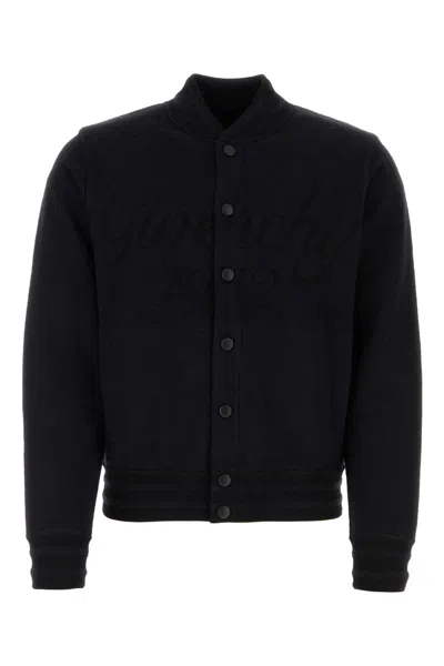 Givenchy Black Jacquard Logo Bomber Jacket In 001-black