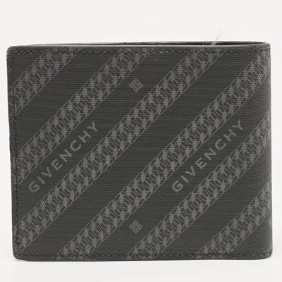 Pre-owned Givenchy Black Nylon Diagonal Logo Bifold Wallet