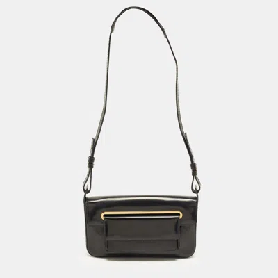 Pre-owned Givenchy Black Patent Leather Flap Bag